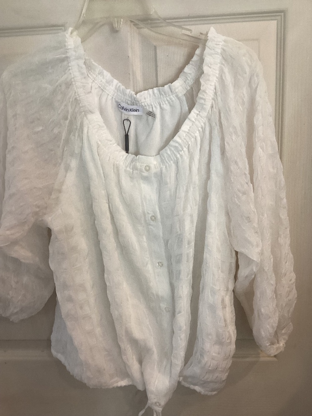 NEW TAGS CALVIN KLEIN WHITE WINDOW pane pedant top oversized small